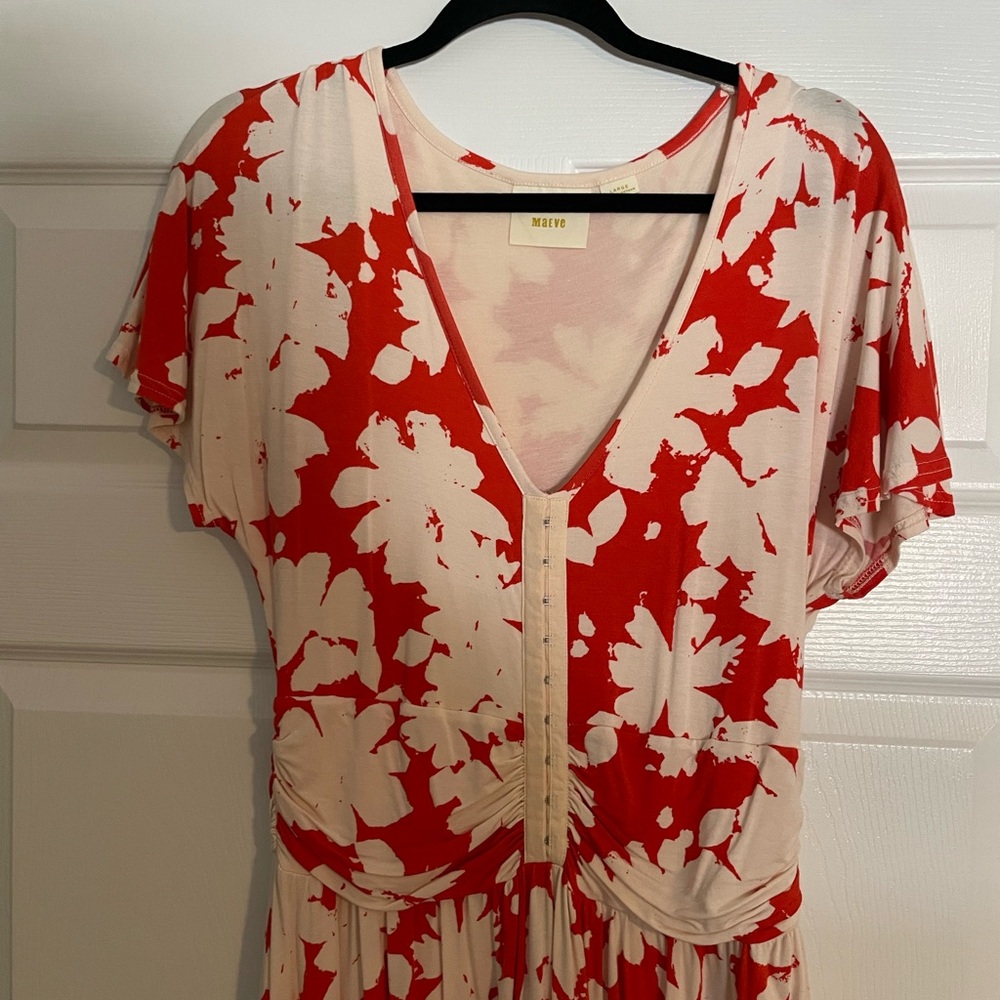 Anthropologie Maeve Orange and White Floral Dress - Picture 2 of 5